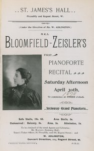 Publicité pour un concert de Fannie Bloomfield-Zeisler - English Photographer