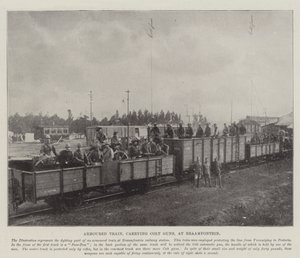Train blindé transportant des mitrailleuses Colt, à Braamfontein