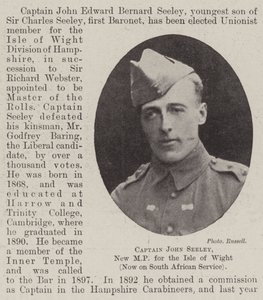 Capitaine John Seeley, nouveau député de l