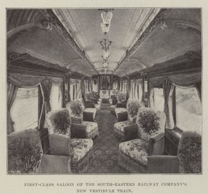 Salon de première classe du nouveau train vestibule de la South-Eastern Railway Company - English Photographer
