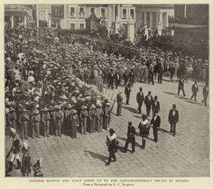 Le général Blanco et son état-major se rendant au palais du capitaine général à La Havane