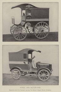 Cheval et camions à moteur (photo n/b)
