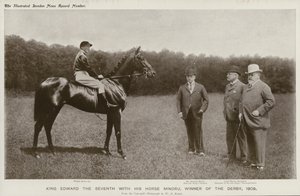 Roi Édouard VII avec son cheval, Minoru, vainqueur du Derby