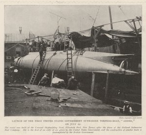 Lancement du premier sous-marin torpilleur du gouvernement des États-Unis, Adder, le 22 juillet