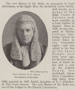 Lord Justice A L Smith, nouveau maître des rôles