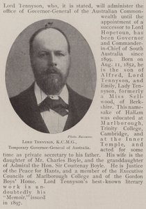 Lord Tennyson, KCMG, gouverneur général temporaire de l