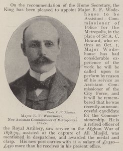 Major E F Wodehouse, nouveau commissaire adjoint de la police métropolitaine