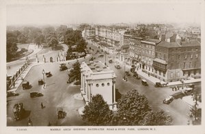 Marble Arch montrant Bayswater Road et Hyde Park, Londres