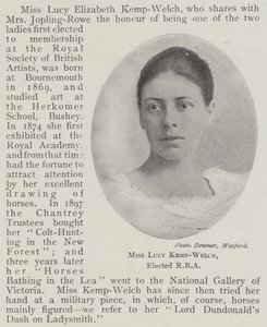 Mlle Lucy Kemp-Welch, élue RBA