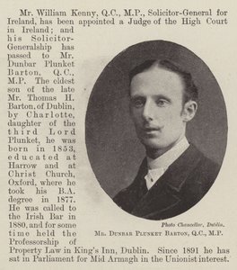M. Dunbar Plunket Barton, QC, MP - English Photographer