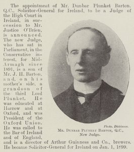 M. Dunbar Plunket Barton, QC, nouveau juge