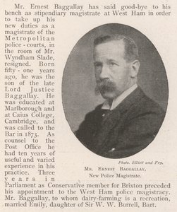 M. Ernest Baggallay, Nouveau magistrat de police