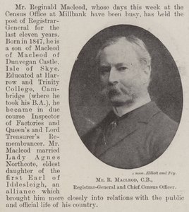 M. R Macleod, CB, registraire général et chef du recensement