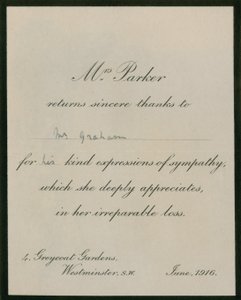 Mme Parker remercie sincèrement M. Graham