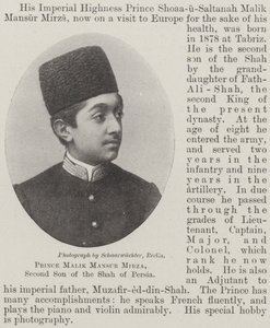 Prince Malik Mansur Mirza, deuxième fils du Shah de Perse