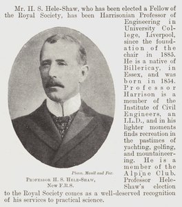 Professeur H S Hele-Shaw, nouveau FRS