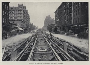Installation de conduits dans une rue de New York