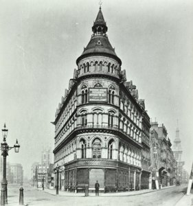 Queen Victoria Street, coin de Mansion House Street et Queen Victoria Street, Londres, 1880