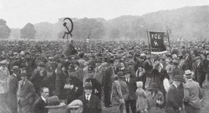 Rassemblement de travailleurs au chômage à Hyde Park, Londres
