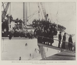 Retour des troupes de la campagne de la frontière indienne, débarquement du navire à vapeur Nubia à Southampton - English Photographer