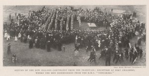 Retour du contingent néo-zélandais du Transvaal, réception à Port Chalmers, où les hommes ont débarqué du RMS Tongariro - English Photographer