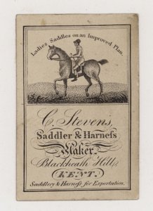 Saddler et Harness Maker, C Stevens, carte de visite