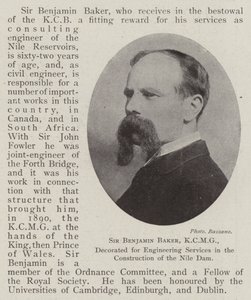 Sir Benjamin Baker, KCMG, décoré pour ses services d