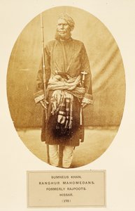 Sumneus Khan, Ranghur Mahométans, anciennement Rajpoots, Hissar, de The People of India, par J. Forbes Watson, publié en 1868