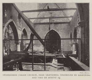 Église paroissiale de Swanscombe, près de Gravesend, détruite par la foudre et le feu le 14 août