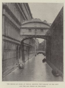Le Pont des Soupirs à Venise, montrant la bibliothèque à gauche et l