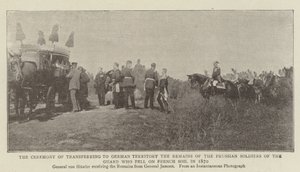 La cérémonie de transfert au territoire allemand des restes des soldats prussiens de la garde tombés sur le sol français en 1870