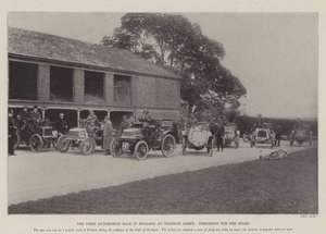 La première course automobile en Angleterre à Welbeck Abbey, préparation au départ - English Photographer