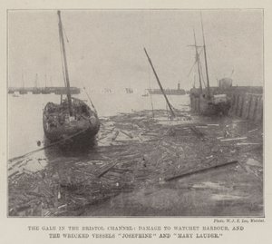 La Tempête dans le Canal de Bristol, Dégâts au Port de Watchet, et les Navires Échoués Josephine et Mary Lauder