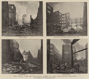 Le grand incendie dans la ville, vues du quartier dévasté