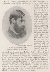 Le révérend chanoine Gore, DD, nommé évêque de Worcester