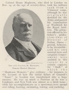 Feu le colonel H Mapleson, célèbre directeur musical