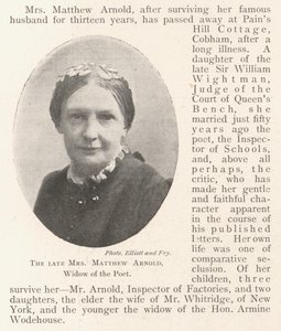 Feu Mme Matthew Arnold, veuve du poète - English Photographer