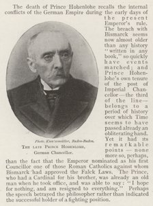 Feu le prince Hohenlohe, chancelier allemand - English Photographer