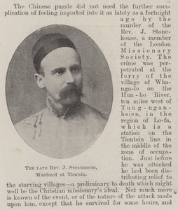 Le révérend J Stonehouse, assassiné à Tientsin