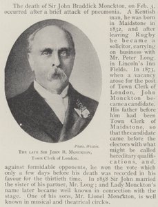 Feu Sir John B Monckton, greffier de la ville de Londres