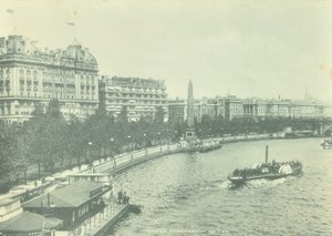 Victoria Embankment, Westminster : vue vers le nord depuis Hungerford Bridge, 1895