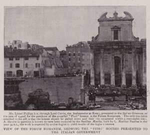 Vue du Forum Romanum, montrant les maisons Fiori présentées au gouvernement italien