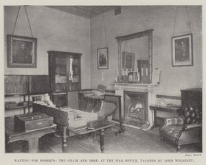 En attendant Roberts, la chaise et le bureau au Ministère de la Guerre, vacants par Lord Wolseley - English Photographer