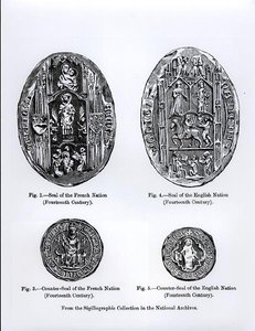 Sceaux du 14e siècle des nations française et anglaise, illustration de 