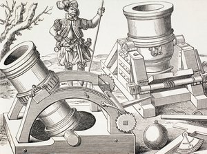 Mortiers du 16ème siècle sur chariots mobiles, c.1880 - English School