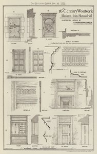 Boiseries du XVIe siècle, illustrées de Haddon Hall (gravure) - English School