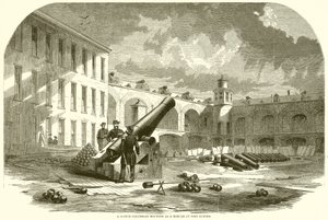 Un Columbiad de 10 pouces monté comme mortier à Fort Sumter - English School