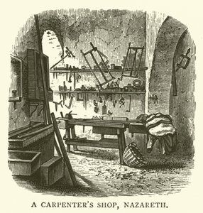 Atelier de charpentier, Nazareth (gravure) - English School