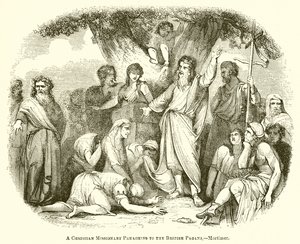 Un missionnaire chrétien prêchant aux païens britanniques.--Mortimer - English School
