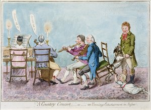 Un concert à la campagne, ou un divertissement du soir dans le Sussex, publié par Hannah Humphrey en 1798 - English School